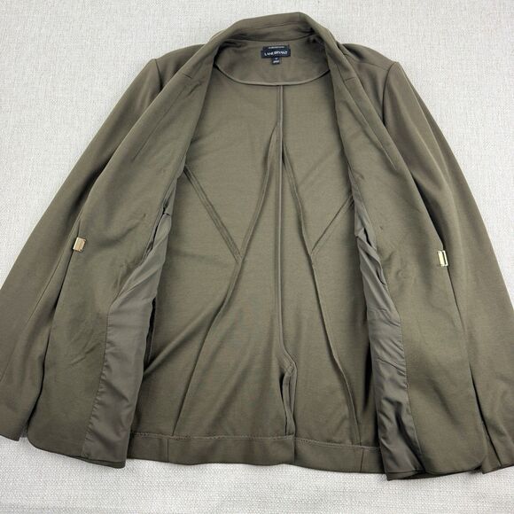 Lane Bryant The Bryant Blazer Size 16 Olive Green Gold Buttons Ponte Jacket - Picture 12 of 16